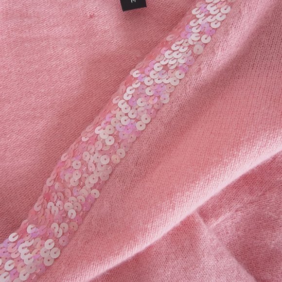 Bebe Pink Cashmere & Sequin Wrap Sweater - Picture 6 of 6